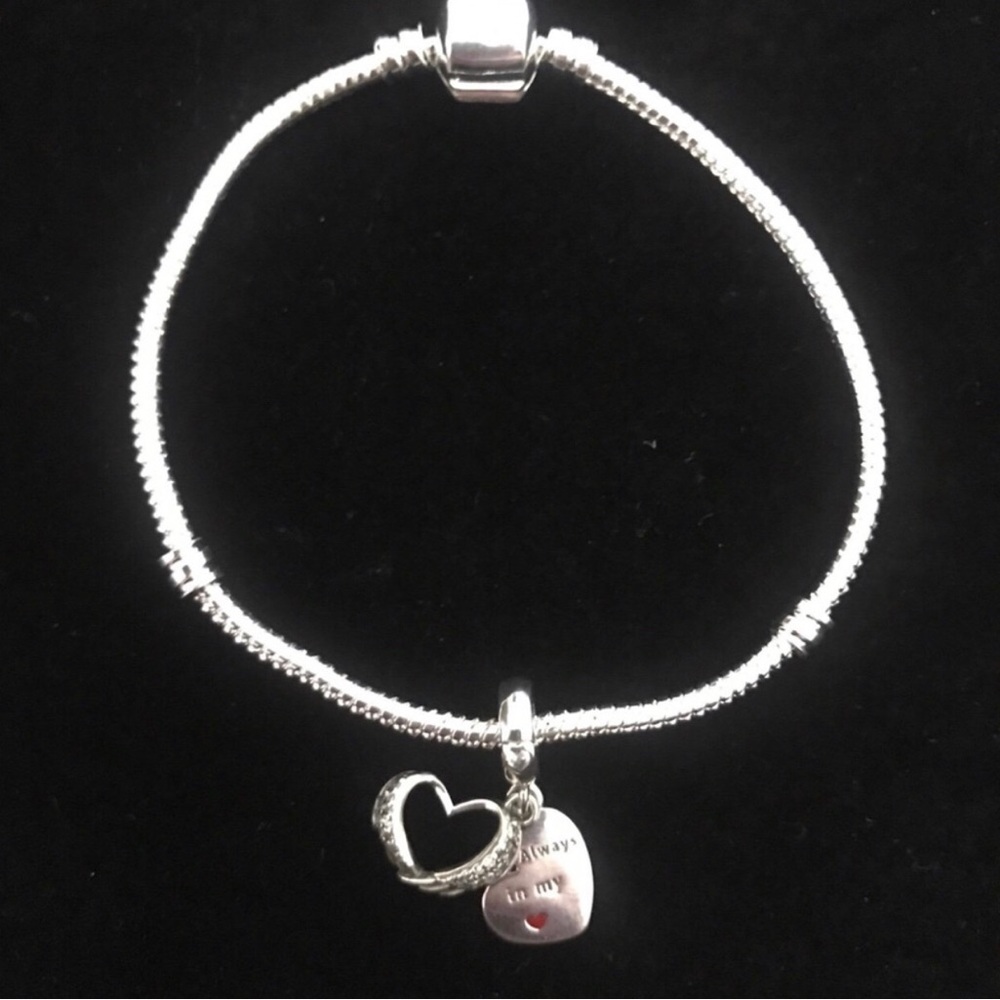 Sterling Silver Heart Charm Bracelet